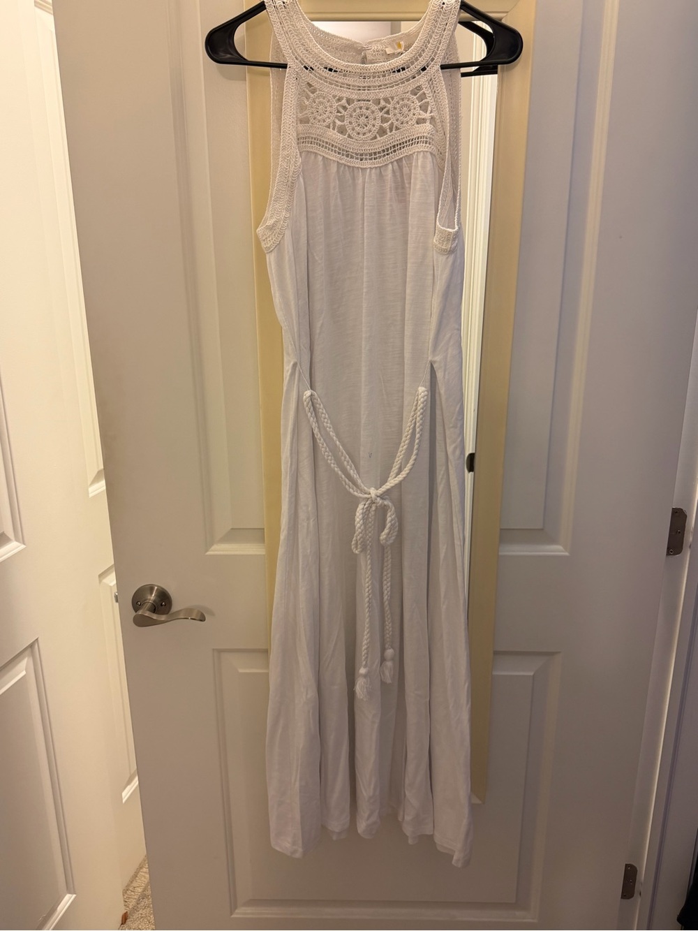 Boden White Crochet Yoke Maxi Dress